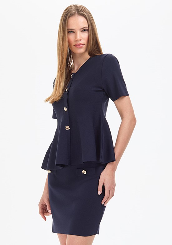 PİERRE CARDİN - Kadın Lacivert Slim Hırka