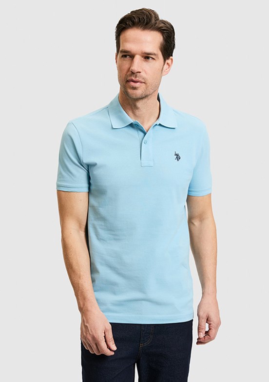 US POLO ASSN - Erkek Mavi Polo Yaka T-Shirt