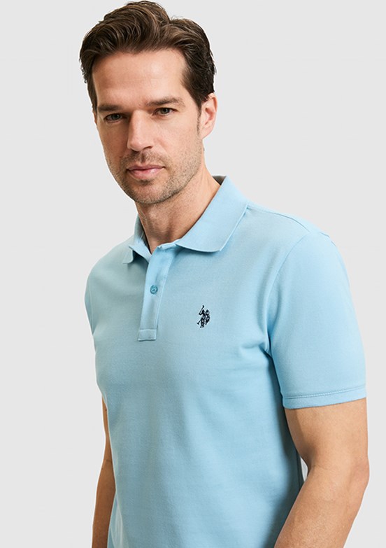 US POLO ASSN - Erkek Mavi Polo Yaka T-Shirt