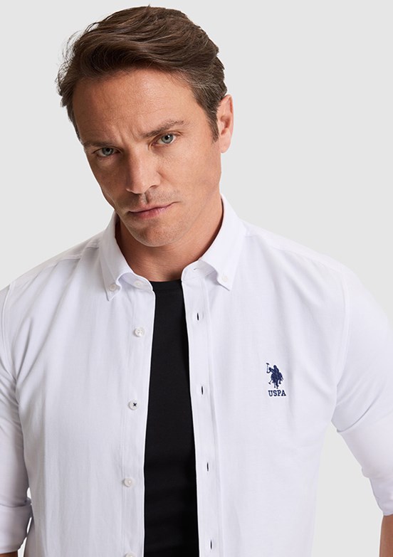 US POLO ASSN - Erkek Beyaz Uzun Kol Gömlek