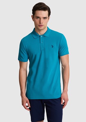 US POLO ASSN - Erkek Mavi Polo Yaka T-Shirt