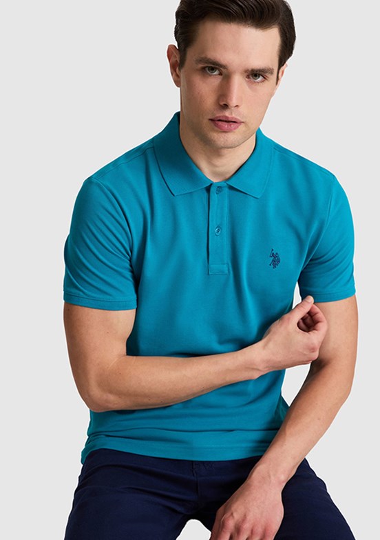 US POLO ASSN - Erkek Mavi Polo Yaka T-Shirt