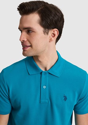 US POLO ASSN - Erkek Mavi Polo Yaka T-Shirt