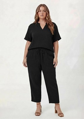 RMG - 1859 Kadın Siyah Normal Bel Pantolon