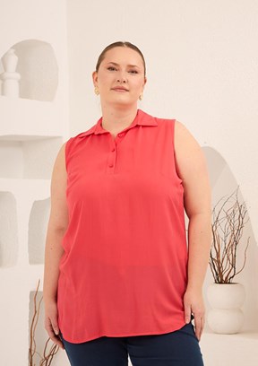 RMG - O6804 Kadın Turuncu Basic Bluz