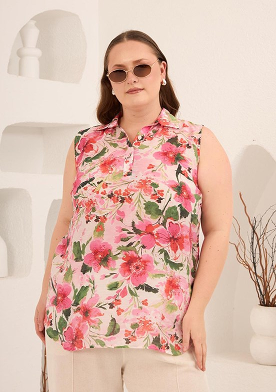 RMG - O6805 Kadın Pembe Basic Bluz