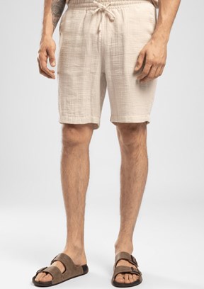 LEE COOPER Bosea - 262 LCM 221017 Erkek Bej Beli Lastikli Şort