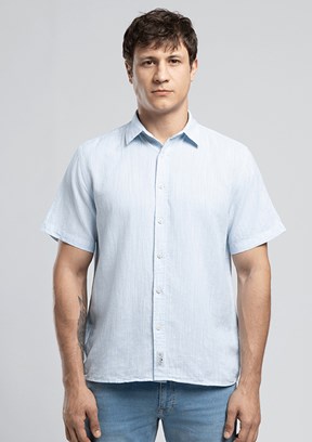 LEE COOPER Andre - 262 LCM 241003 Erkek Mavi Kısa Kol Gömlek