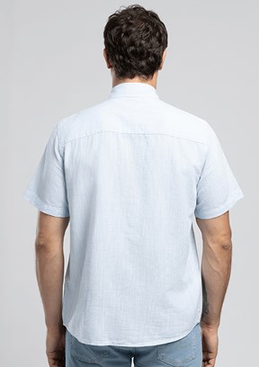 LEE COOPER Andre - 262 LCM 241003 Erkek Mavi Kısa Kol Gömlek