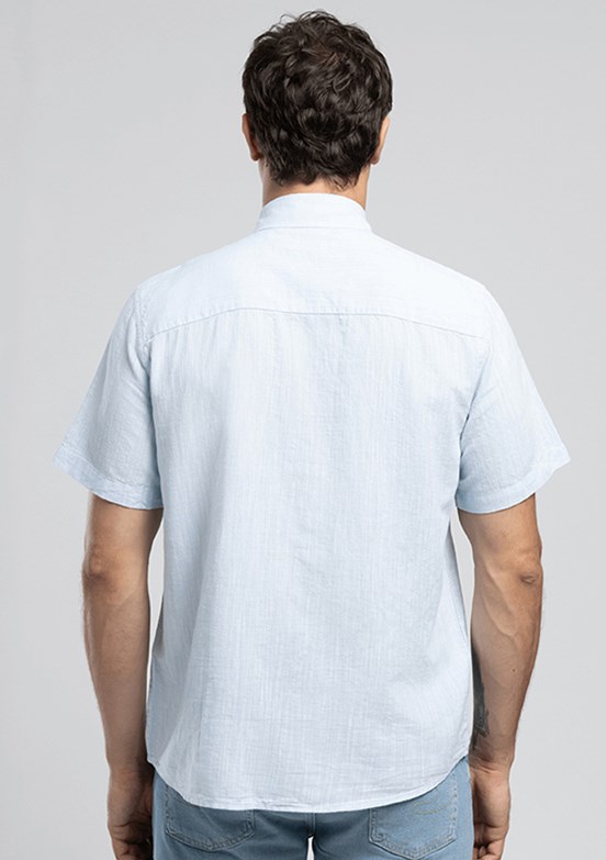 LEE COOPER Andre - 262 LCM 241003 Erkek Mavi Kısa Kol Gömlek