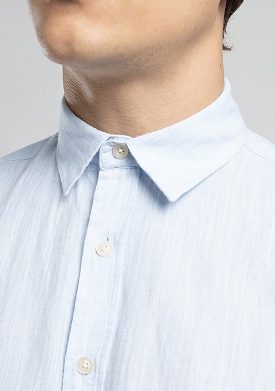 LEE COOPER Andre - 262 LCM 241003 Erkek Mavi Kısa Kol Gömlek