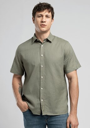 LEE COOPER Andre - 262 LCM 241003 Erkek Yeşil Kısa Kol Gömlek