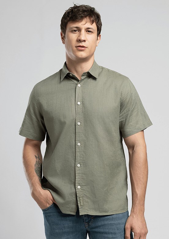 LEE COOPER Andre - 262 LCM 241003 Erkek Yeşil Kısa Kol Gömlek