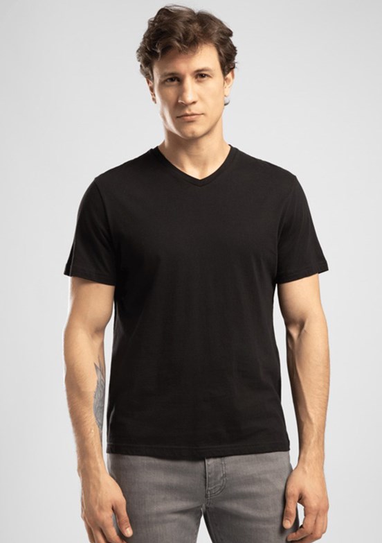 LEE COOPER Jonat - 262 LCM 242002 Erkek Siyah V Yaka T-Shirt
