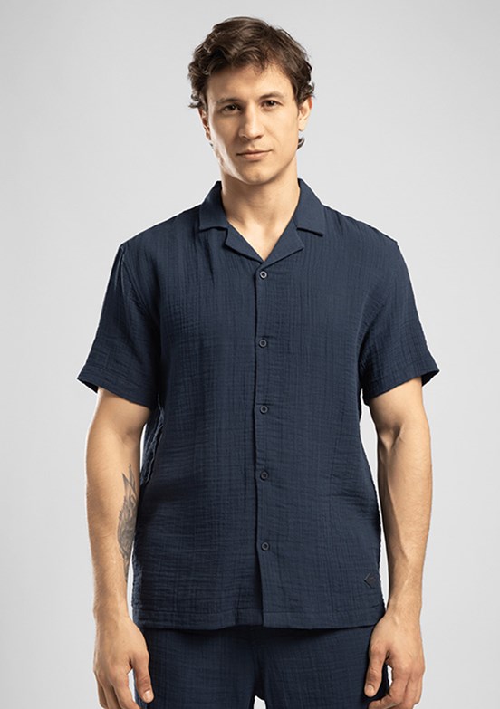 LEE COOPER Borle - 262 LCM 241014 Erkek Lacivert Kısa Kol Gömlek