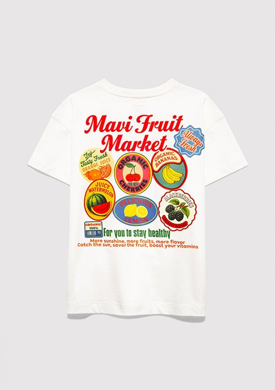 MAVİ - M7610435-70057 Kız Çocuk Beyaz Baskılı T-Shirt