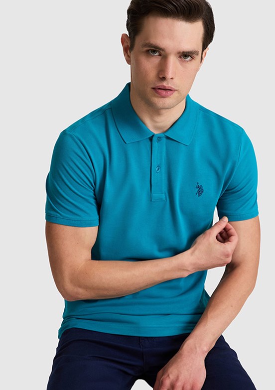 US POLO ASSN - Erkek Mavi Polo Yaka T-Shirt