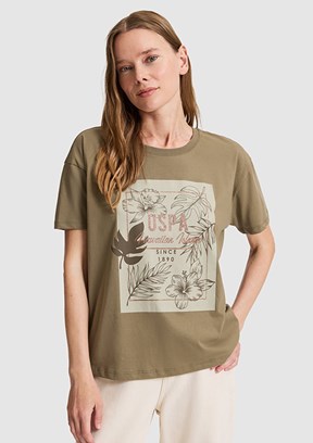 US POLO ASSN - Kadın Yeşil Comfort T-Shirt