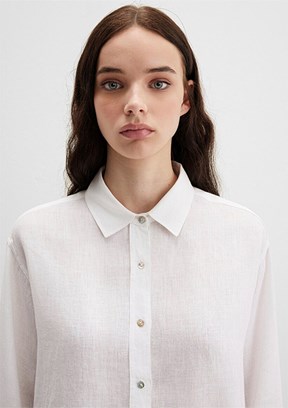 MAVİ - M1210747-620 Kadın Beyaz Uzun Kol Gömlek