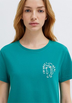 MAVİ - M1613873-71914 Kadın Yeşil Baskılı T-Shirt