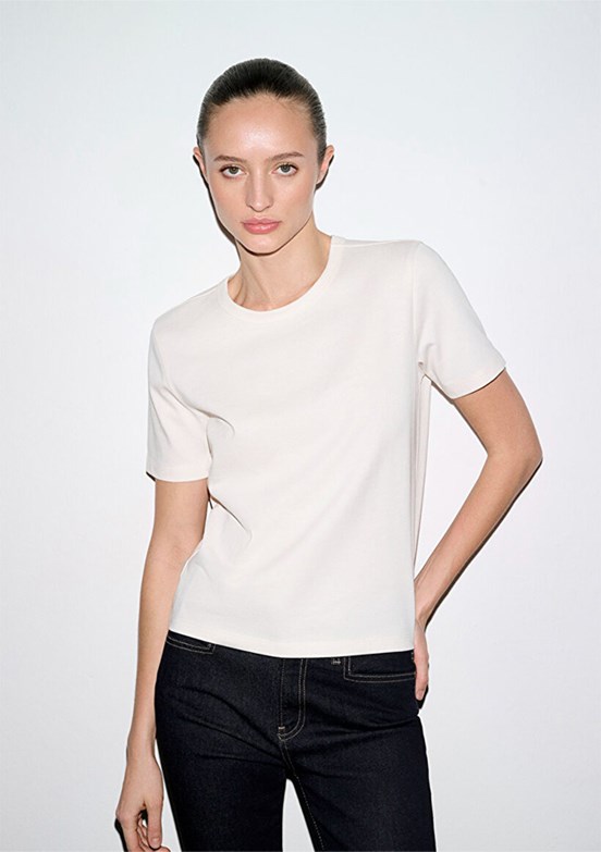 MAVİ - M1614067-70048 Kadın Beyaz Basic T-Shirt