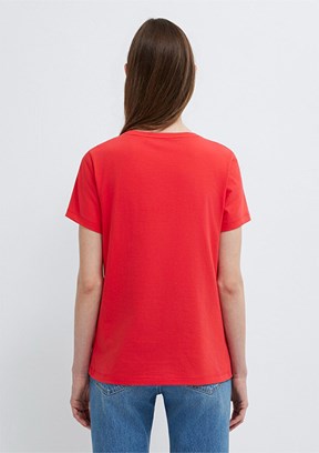 MAVİ - M1613873-71083 Kadın Nar Çiçeği Baskılı T-Shirt