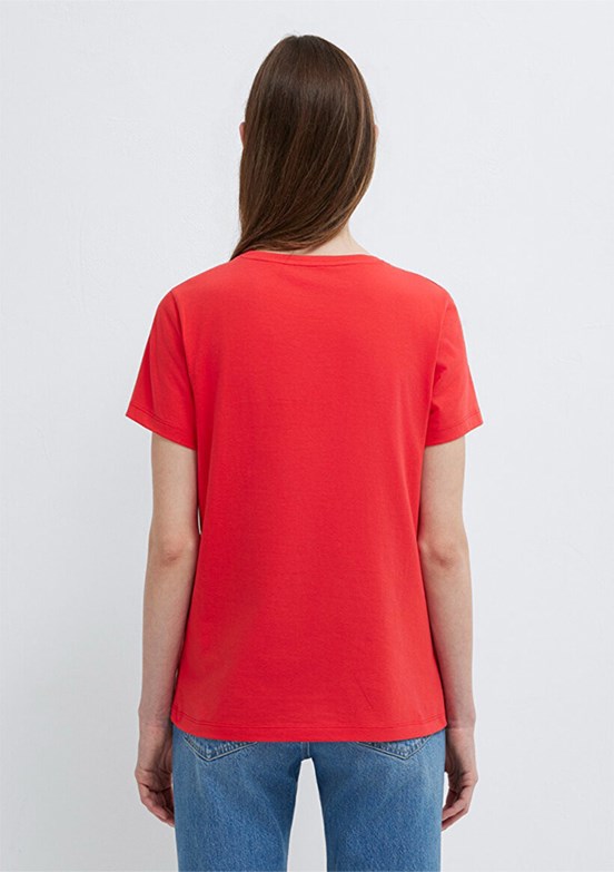 MAVİ - M1613873-71083 Kadın Nar Çiçeği Baskılı T-Shirt
