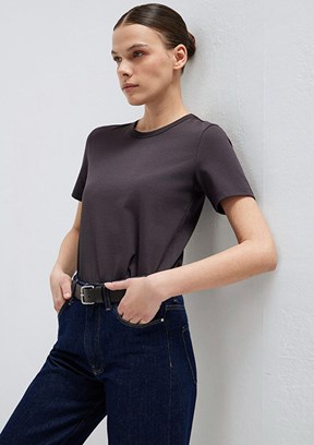 MAVİ - M1614067-88615 Kadın Kahverengi Basic T-Shirt
