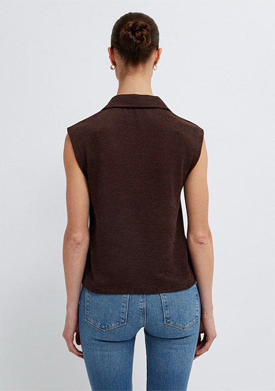 MAVİ - M1613952-70236 Kadın Kahverengi Polo Yaka T-Shirt