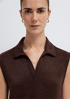 MAVİ - M1613952-70236 Kadın Kahverengi Polo Yaka T-Shirt
