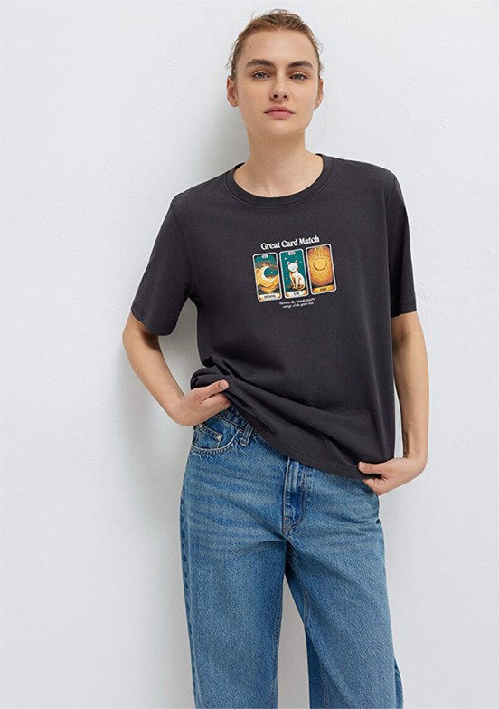 MAVİ - M1613907-70087 Kadın Siyah Baskılı T-Shirt
