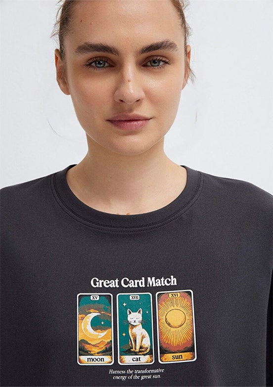 MAVİ - M1613907-70087 Kadın Siyah Baskılı T-Shirt