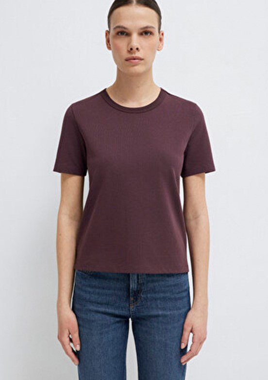 MAVİ M 1614067-70223 Kadın Kahverengi Basic T-Shirt