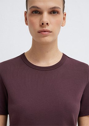 MAVİ - M1614067-70223 Kadın Kahverengi Basic T-Shirt