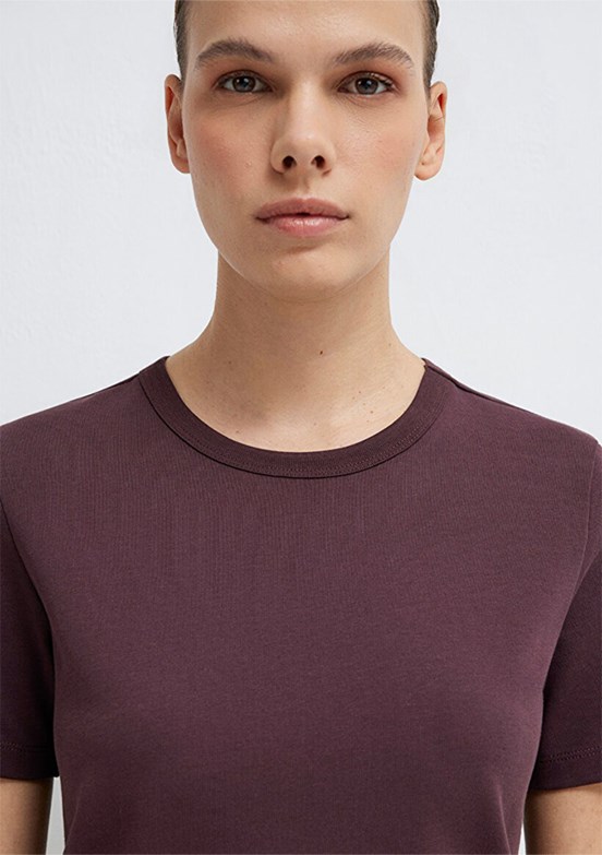 MAVİ - M1614067-70223 Kadın Kahverengi Basic T-Shirt