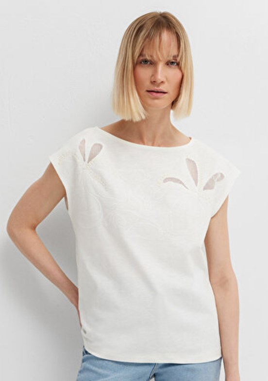 MAVİ M1613946-70057 Kadın Beyaz Kısa Kol T-Shirt