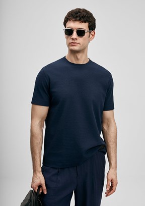 LUFİAN Soft - 111020311 Erkek Lacivert Baskılı T-Shirt