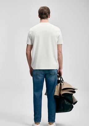 LUFİAN Soft - 111020311 Erkek Beyaz Baskılı T-Shirt