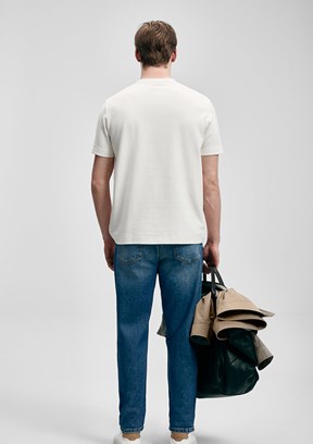 LUFİAN Soft - 111020311 Erkek Beyaz Baskılı T-Shirt