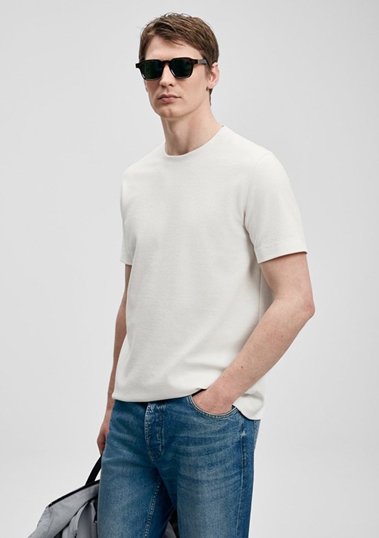 LUFİAN Soft - 111020311 Erkek Beyaz Baskılı T-Shirt