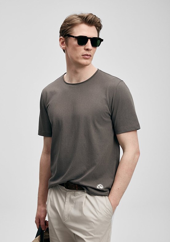 LUFİAN Junya - 111020312 Erkek Bej Baskılı T-Shirt