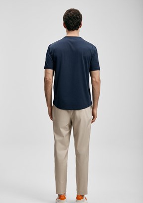LUFİAN Junya - 111020312 Erkek Lacivert Baskılı T-Shirt