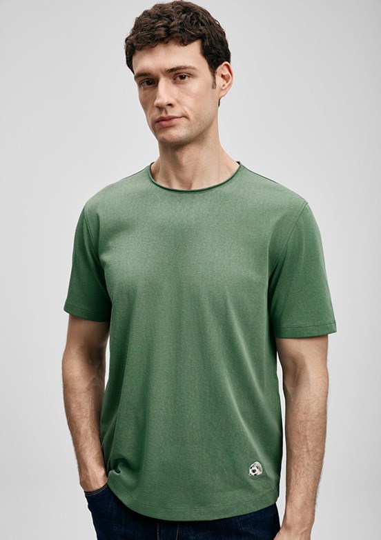 LUFİAN Junya - 111020312 Erkek Yeşil Baskılı T-Shirt