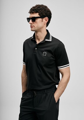 LUFİAN Cole - 111040237 Erkek Siyah Polo Yaka T-Shirt