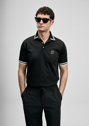 LUFİAN Cole - 111040237 Erkek Siyah Polo Yaka T-Shirt