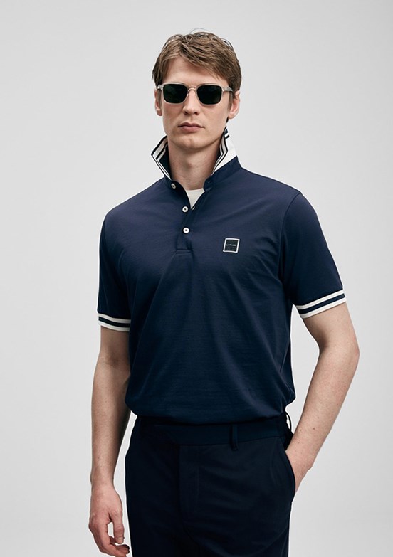 LUFİAN Cole - 111040237 Erkek Lacivert Polo Yaka T-Shirt
