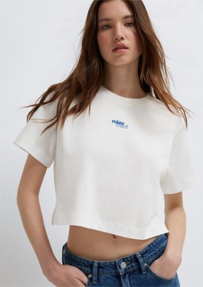 MAVİ - M1614091-70057 Kadın Beyaz Baskılı T-Shirt