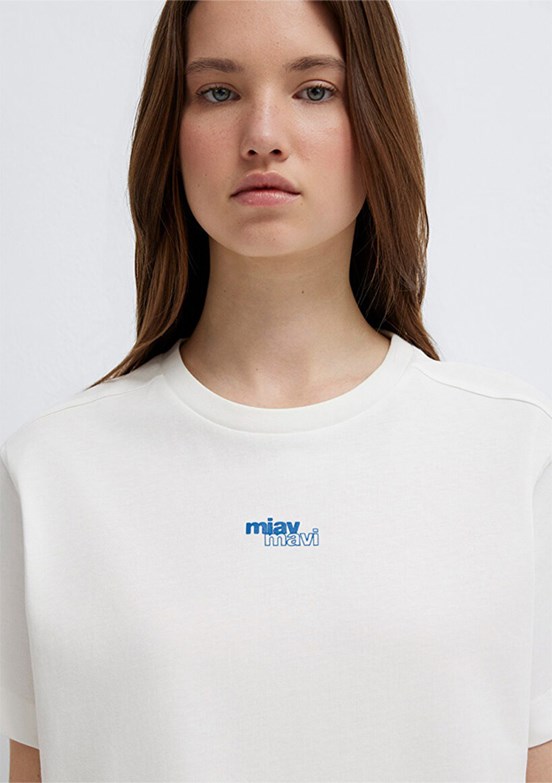 MAVİ - M1614091-70057 Kadın Beyaz Baskılı T-Shirt