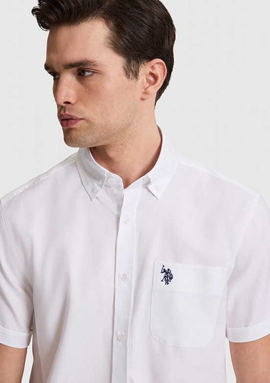 US POLO ASSN - Erkek Beyaz Kısa Kol Gömlek