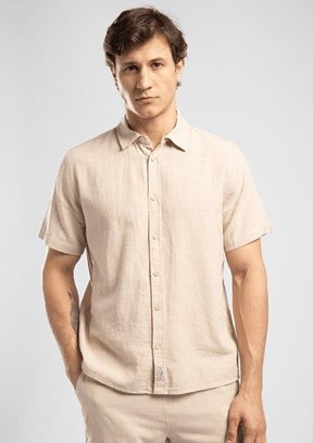 LEE COOPER Weost - 262 LCM 241013 Erkek Bej Kısa Kol Gömlek